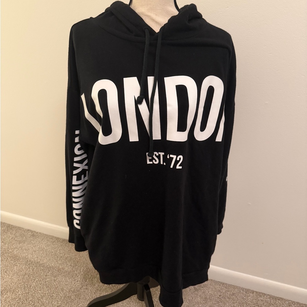 French Connection Black London Graphic Hoodie